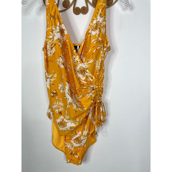 Niptuck Yellow Floral Swimsuit 10 - Picture 2 of 5